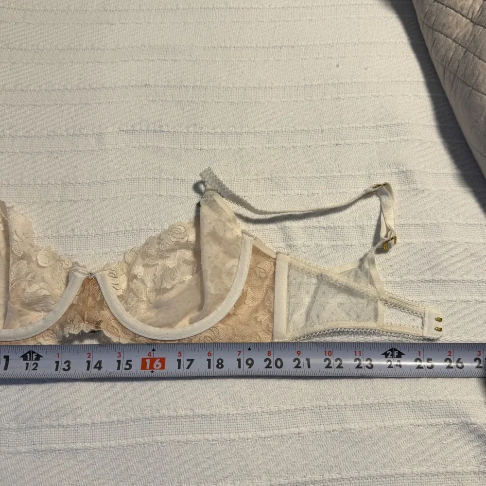 For Love & Lemons Sweetheart Floral Rose Lace Bra‎ White Cream Bridal Lingerie S